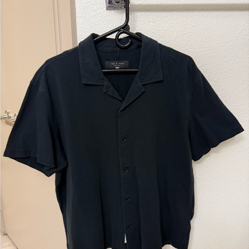 rag & bone Men's Black Casual Button Down Shirt